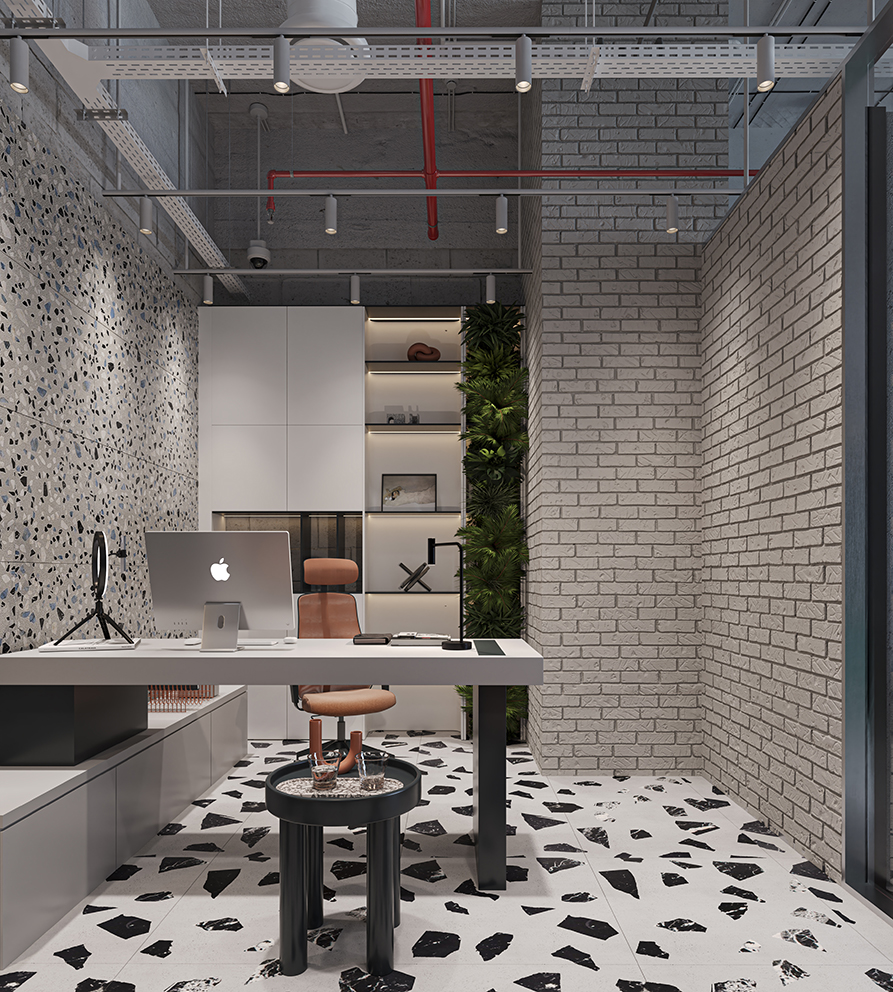 Executive Office Corner – Soft Material Palette and Minimalist Design
