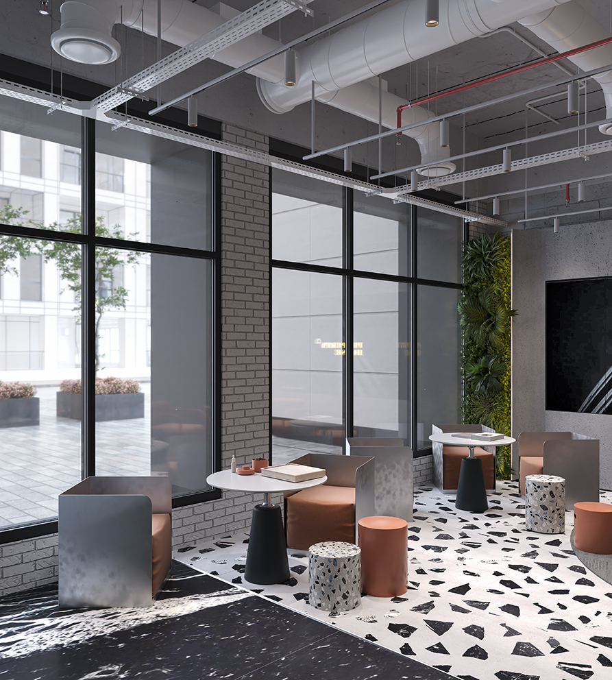 Contemporary Reception Space – Stylish and Functional Welcome Area at Thamana Sales Office